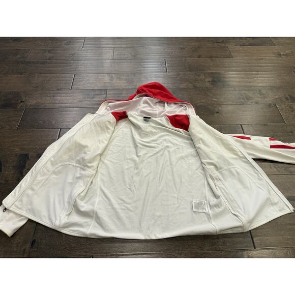 Vintage Y2k Nike Womens White Red Full Zip Reflective Running Hood Jacket Size L - Picture 5 of 11